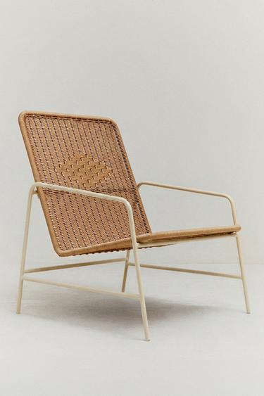 WOVEN METAL FRAME OUTDOOR CHAIR - brown/white by Zara