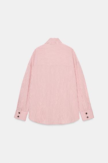STRIPED HIGH NECK SHIRT - Pink by Zara - Image 7
