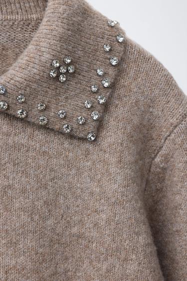 SPARKLY KNIT JUMPER - Brown / Taupe by Zara - Image 2