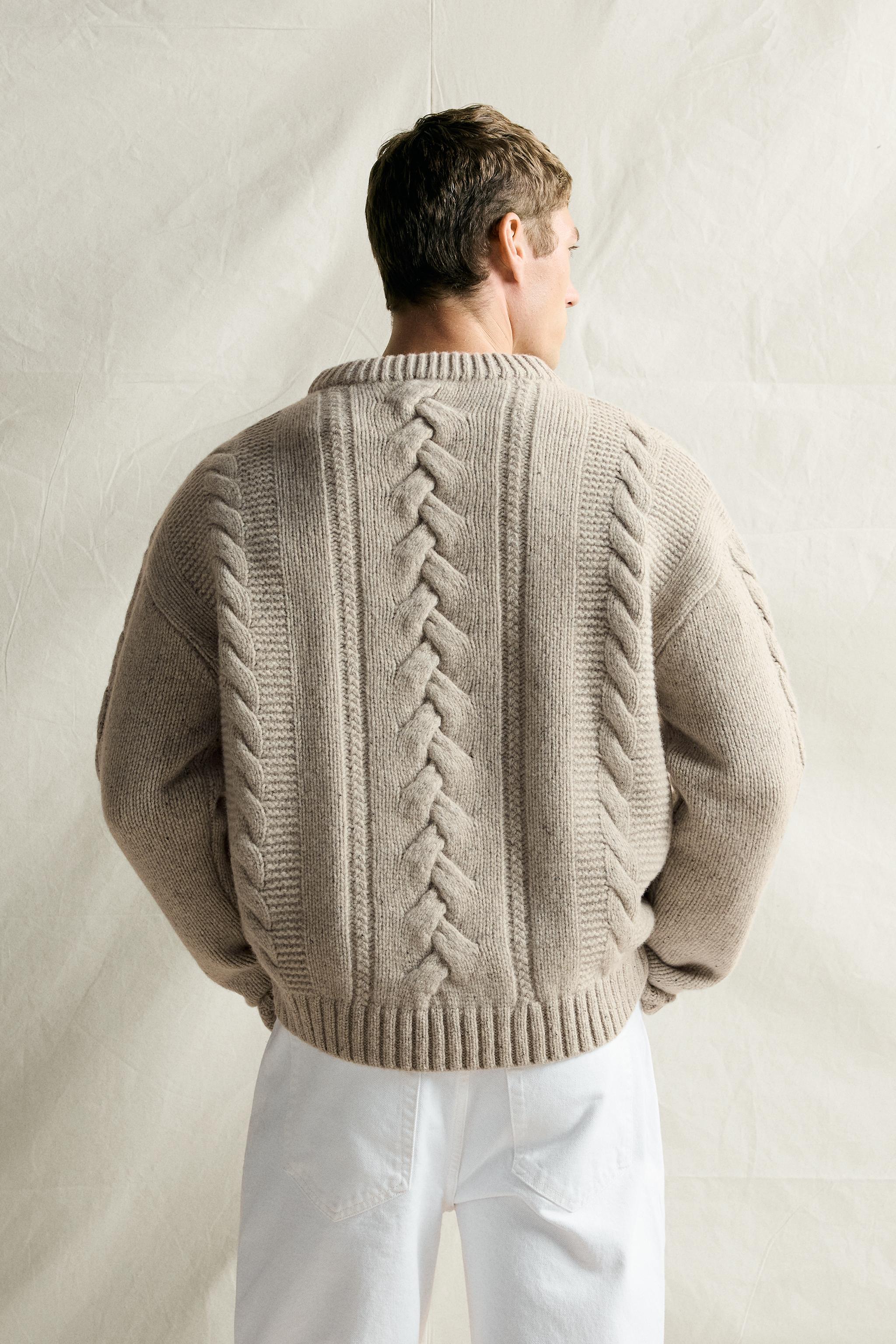 100% WOOL CABLE-KNIT BOTONATO JUMPER