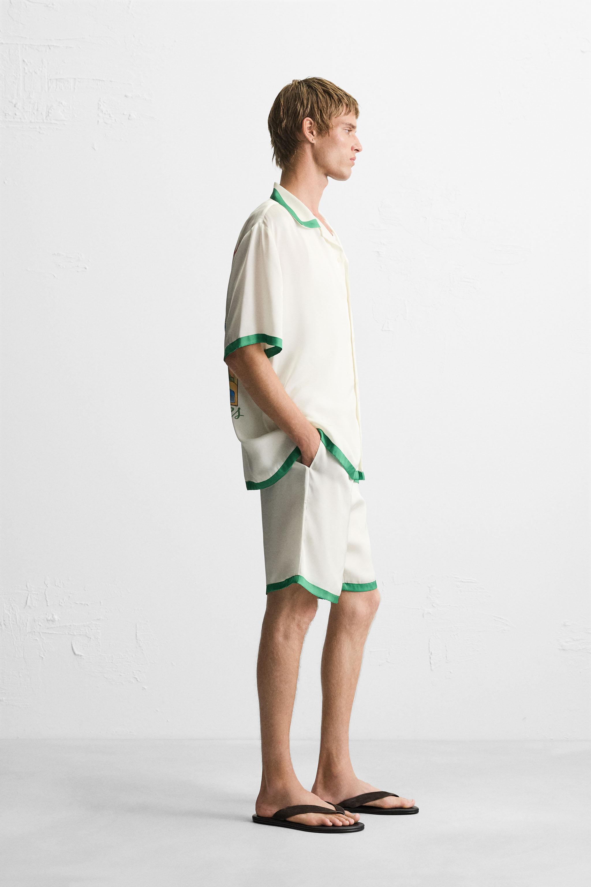 SATIN SHORTS WITH CONTRAST STRIPES