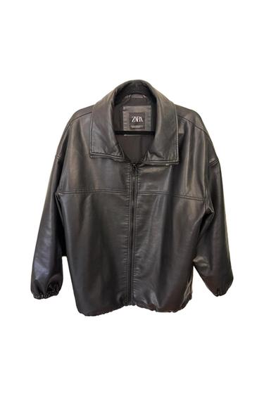 BLACK LEATHER JACKET RELAXED FIT