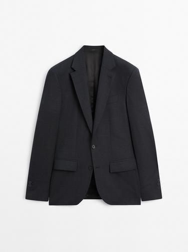 Veste de costume 100 % laine - Bleu marine de Zara