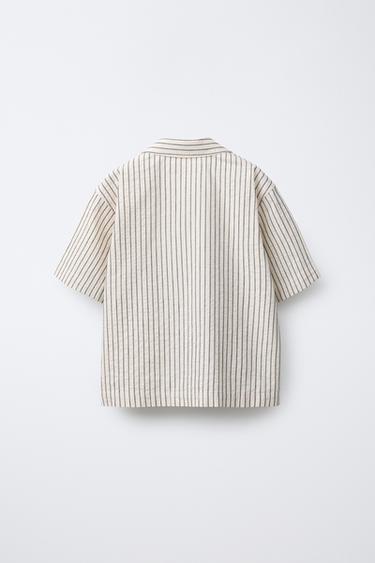 TEXTURED STRIPED TOP - Ecru by Zara - Image 1