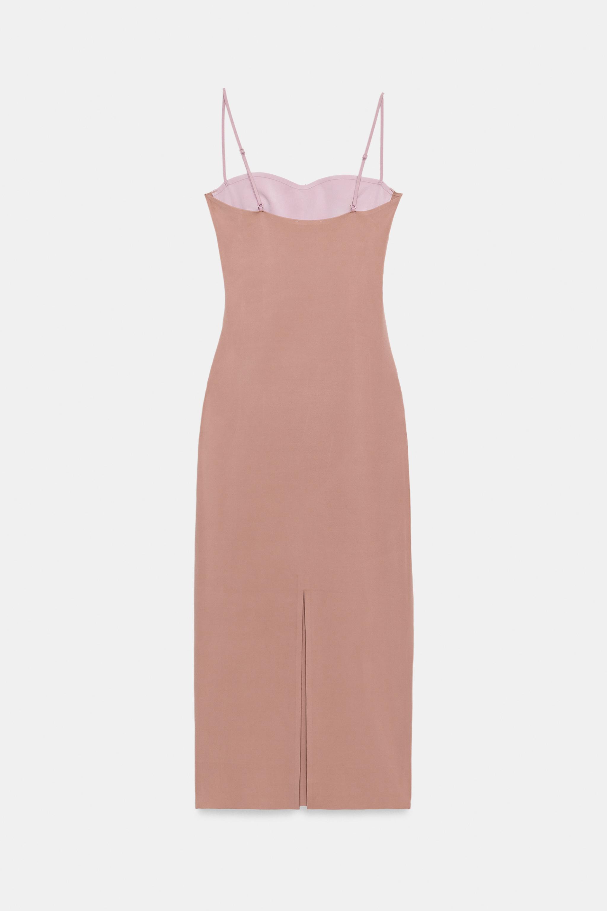 POLYAMIDE STRAP DRESS - Beige-pink | ZARA United States