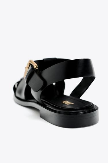 FLAT CAGE SANDALS - Black by Zara - Image 4