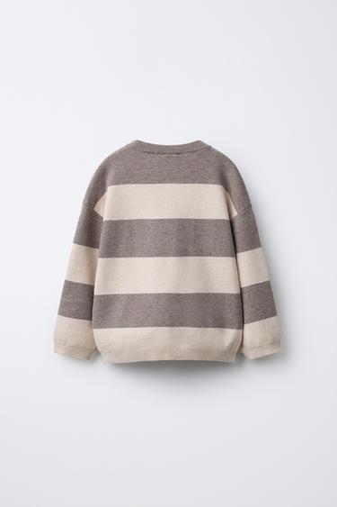 STRIPED KNIT SWEATER - Ecru / Beige by Zara - Image 1