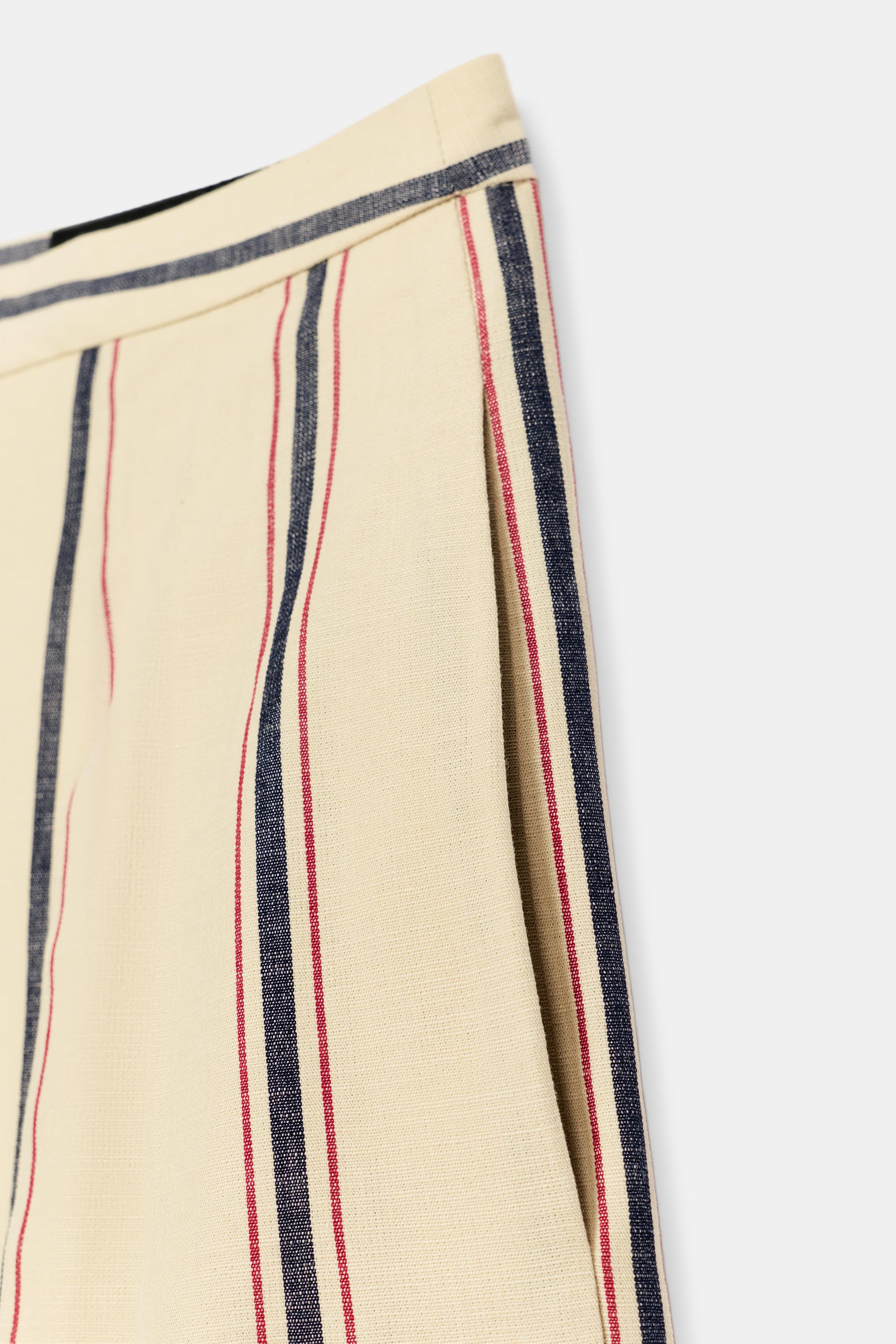 Женские брюки Zara ZW COLLECTION STRIPED PLEATED TROUSERS — фото 9