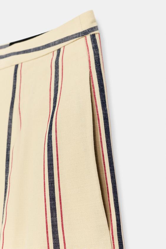 PANTALON À PLIS RAYÉ ZW COLLECTION - Beige de Zara - Image 8