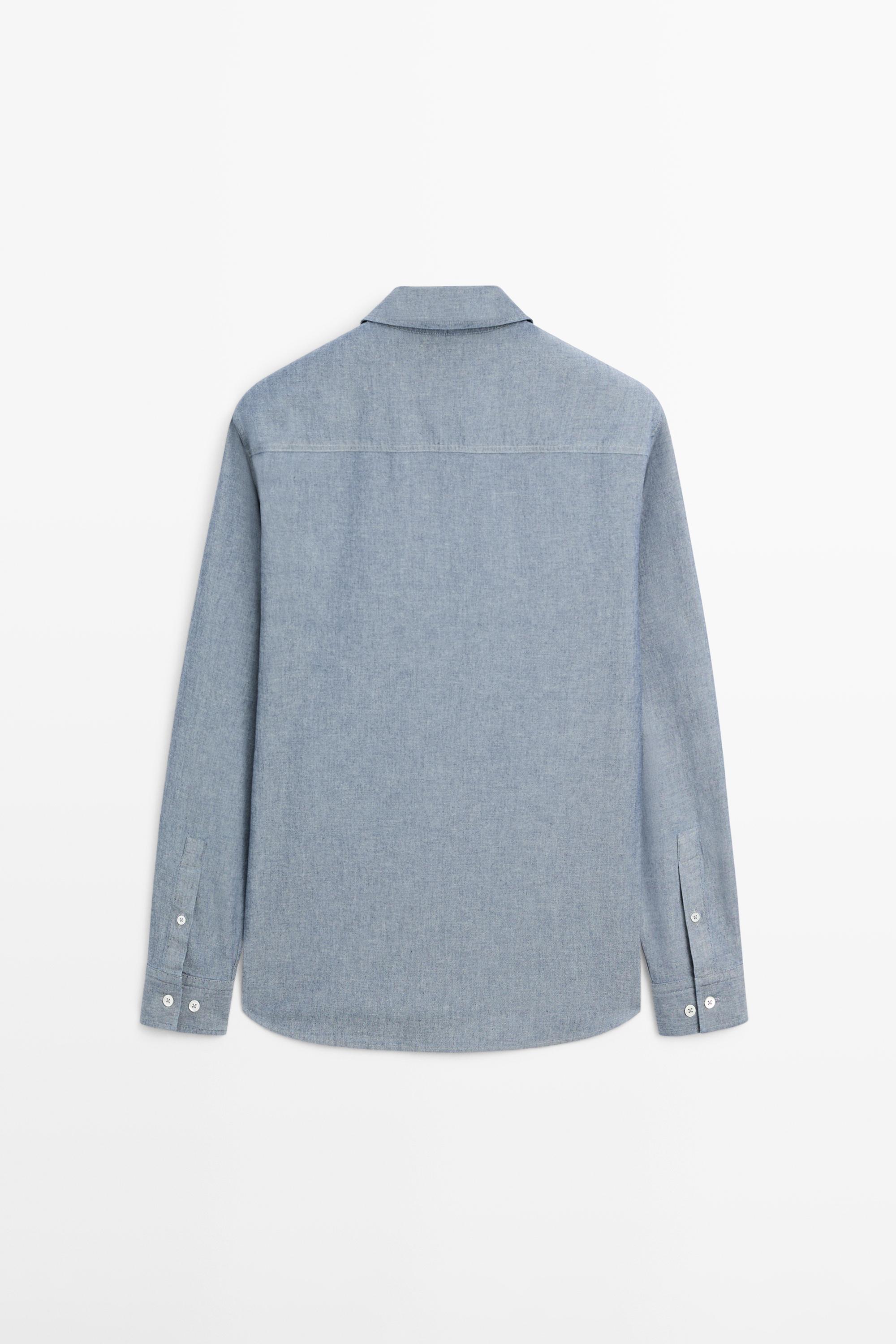 Chemise chambray regular fit avec poches