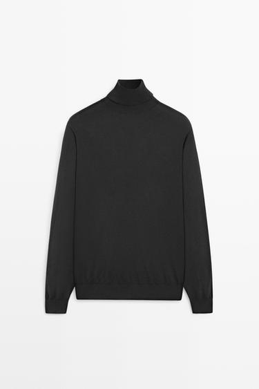 Cotton blend high neck knit sweater — Grays 1
