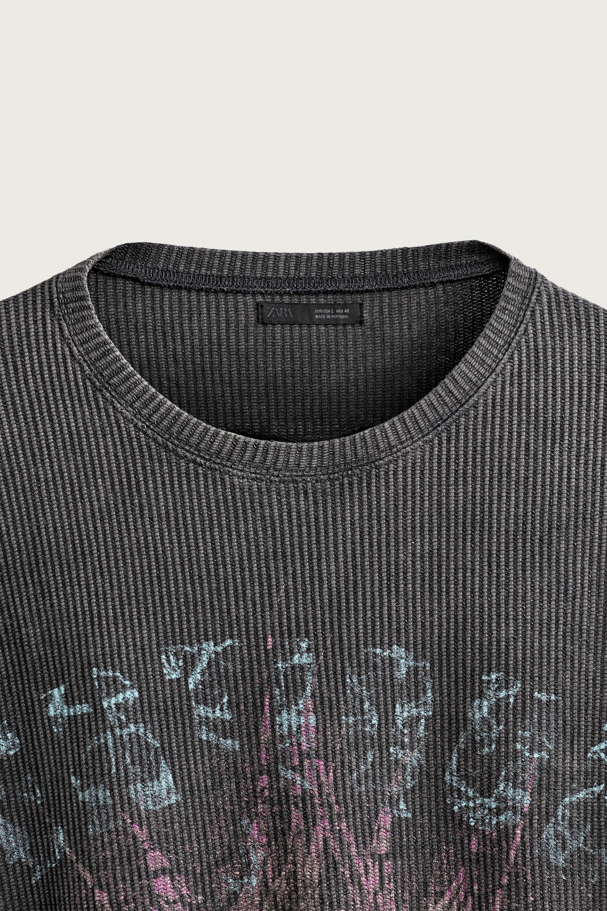 PRINTED WASHED KNIT T-SHIRT