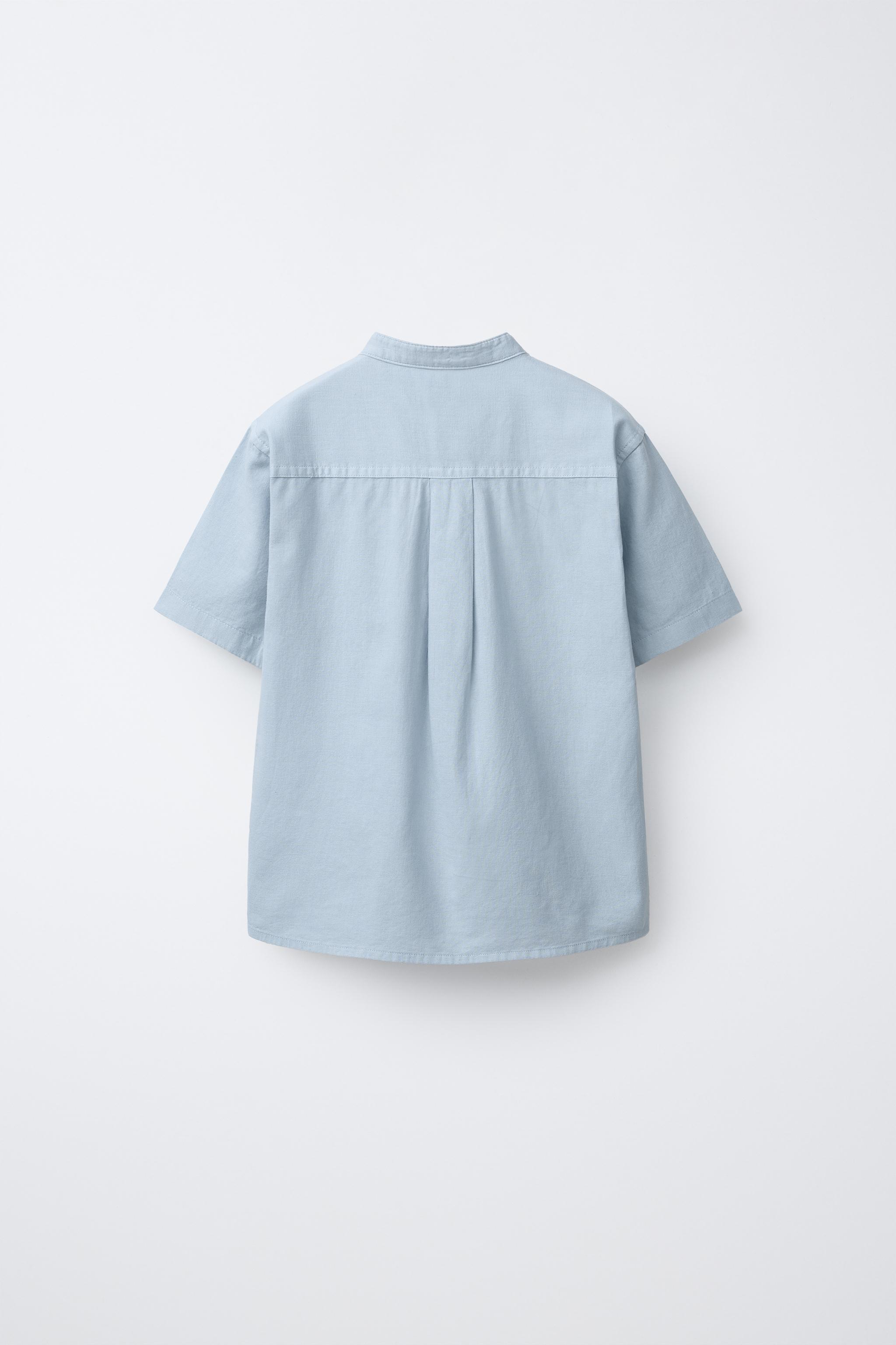 MANDARIN COLLAR SHIRT WITH COTTON AND LINEN