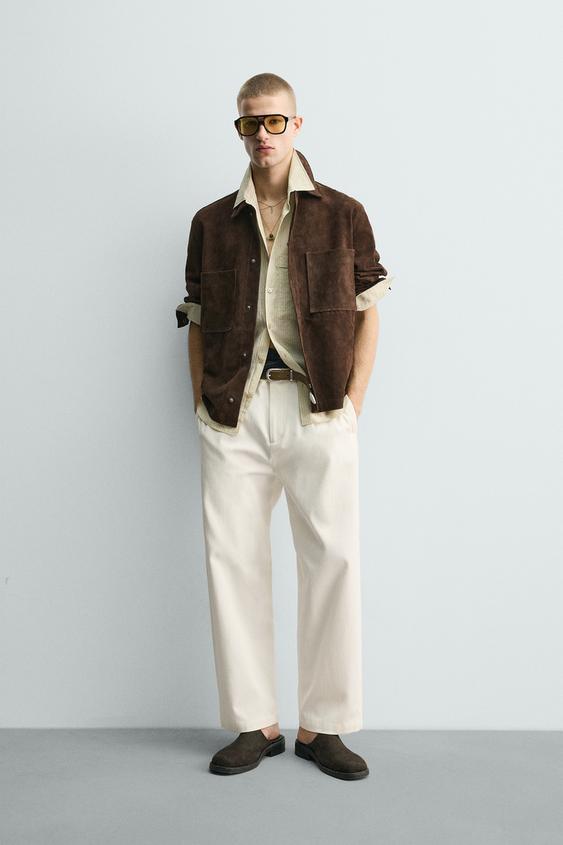 SUEDE LEATHER POCKET OVERSHIRT from Zara - $229