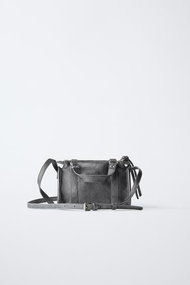 METALLIC CROSSBODY BAG - Grey by Zara - Image 4
