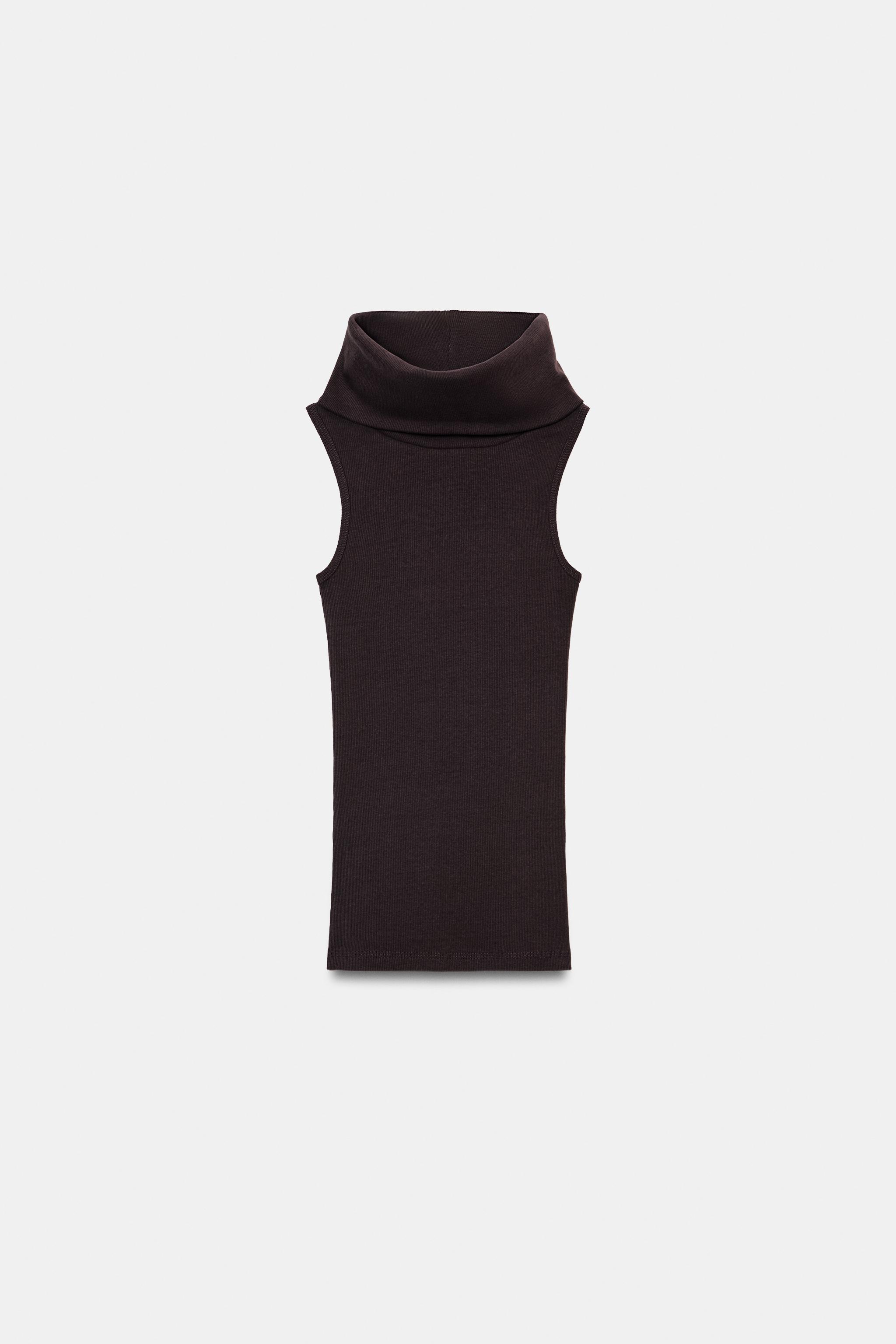 HIGH NECK SLEEVELESS TOP - Chocolate | ZARA United States