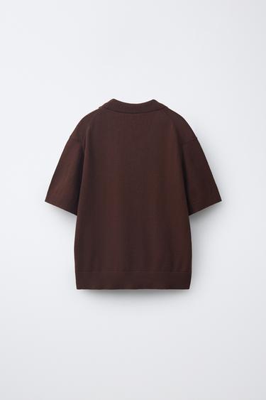POLO EN COTON ET LIN - Marron de Zara - Image 1
