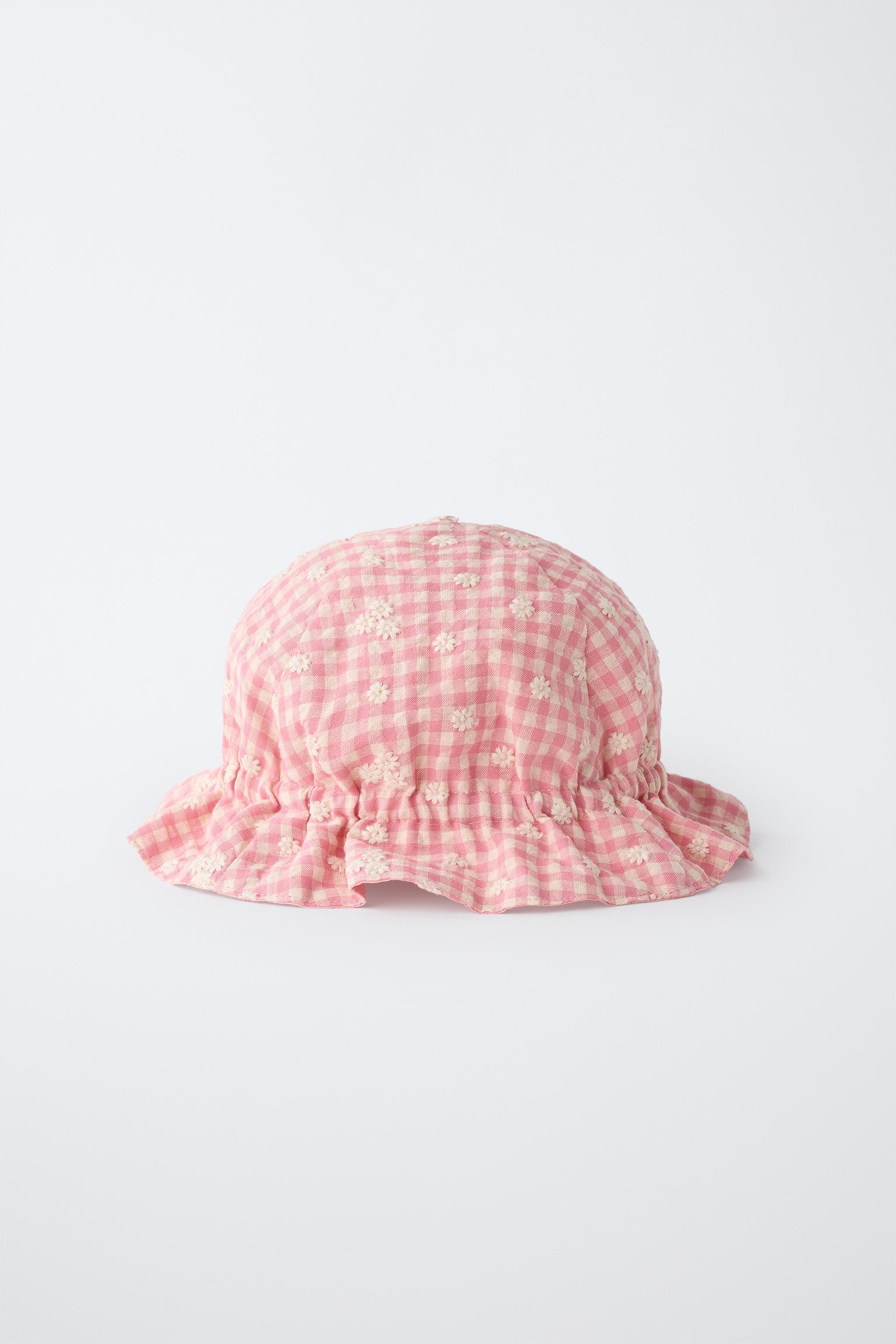 Детские головные уборы Zara GINGHAM AND EMBROIDERED FLOWER HAT — фото 4
