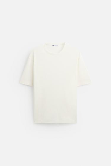 LINEN T-SHIRT - Oyster-white by Zara