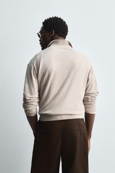 COTTON-WOOL KNIT POLO SHIRT - Beige by Zara - Image 2