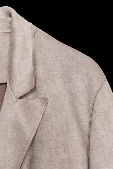 Zara FAUX SUEDE BLAZER - Brown / Taupe