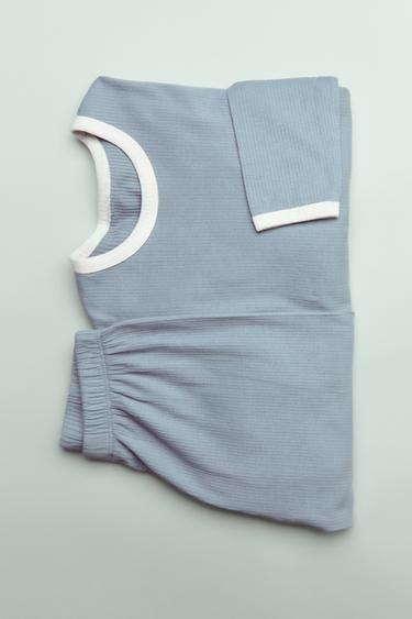 2-6 ANS/ PYJAMA CÔTELÉ UNI - Bleu / Gris de Zara