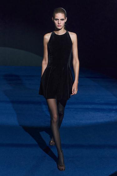 VELVET GODET DRESS ZW COLLECTION - Black by Zara - Image 0