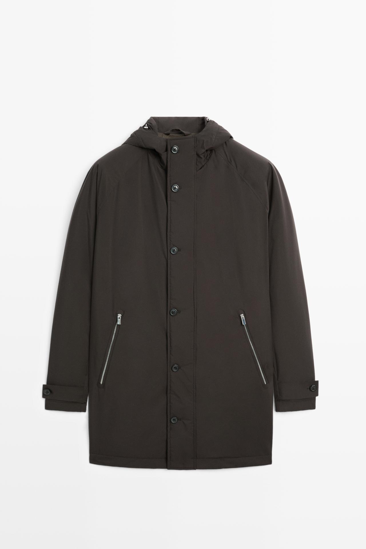 Long technical parka — Brown