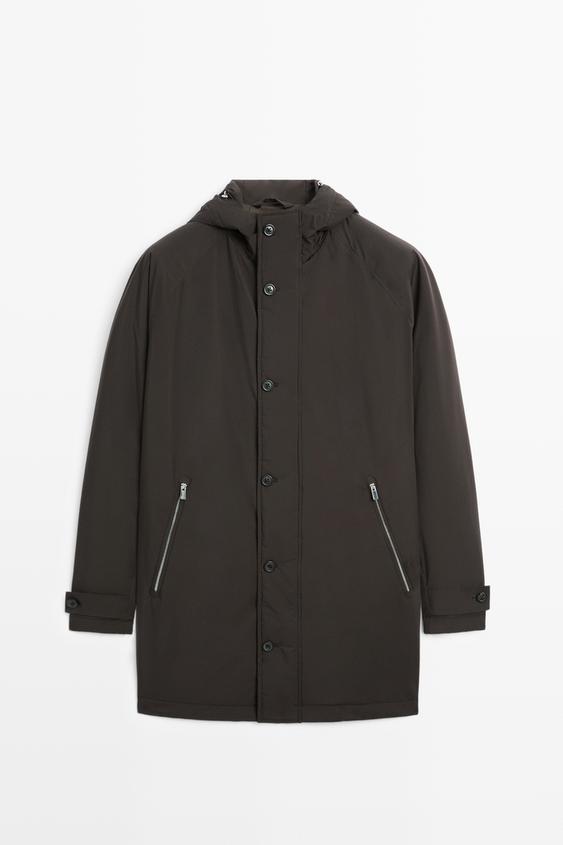 Zara Long technical parka - Brown - Image 0