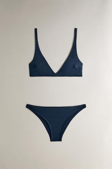 Zara TRIANGLE BEACH BIKINI TOP - Navy blue - Image 0