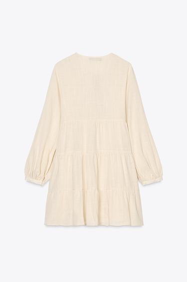 ROBE COURTE BRODERIES PANNEAUX - Sable de Zara - Image 6