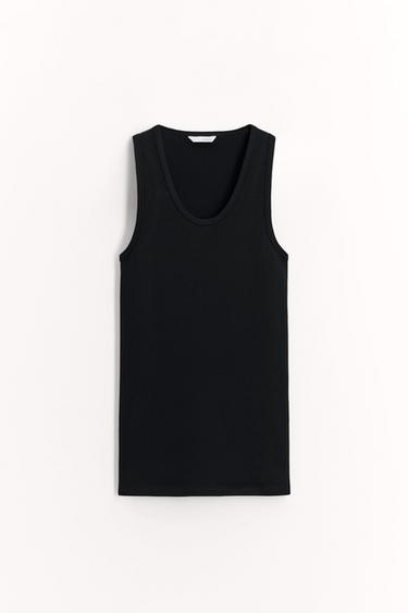 Zara COTTON MODAL TANK TOP - Black