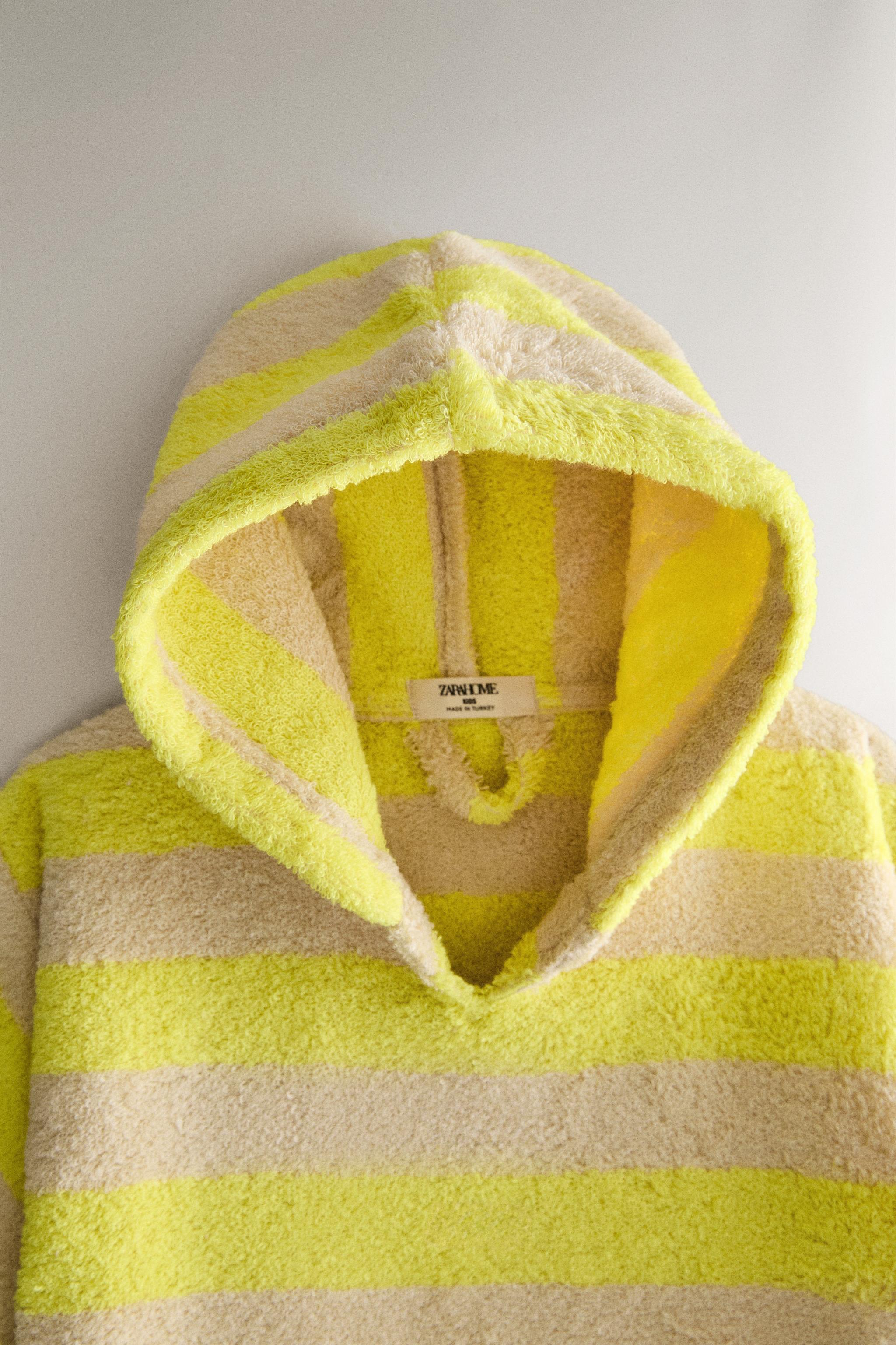 CHILDREN'S STRIPED BEACH PONCHO — Yellow