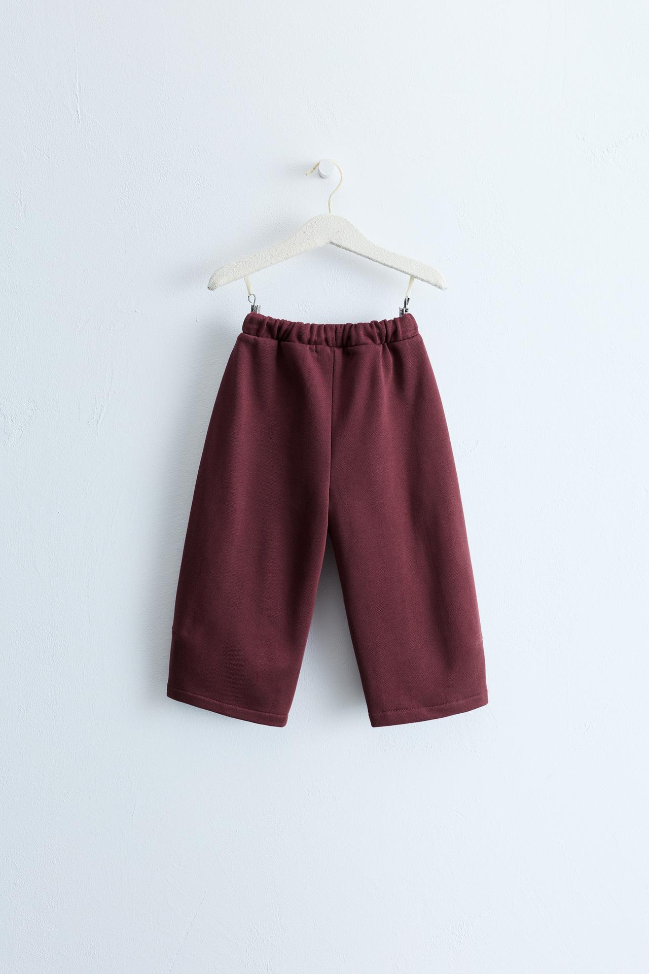 ZARA TIMELESS DRAWSTRING PLUSH PANTS — Burgundy