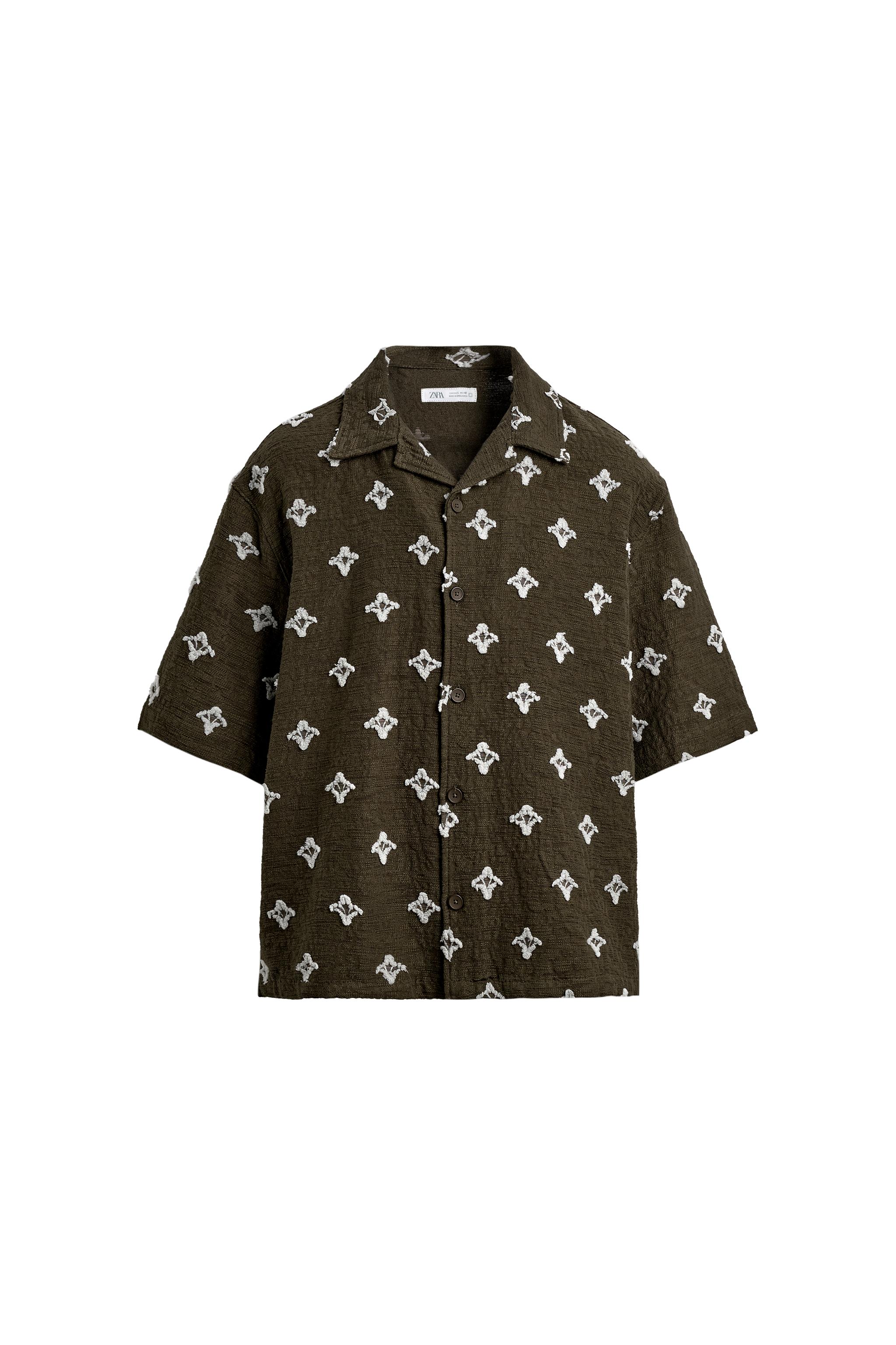 ZARA ザラ テクスチャードジャカードシャツ＆パンツ セットアップ テクスチャー加工ジャカードシャツ - ダークカーキ | ZARA Japan / 日本