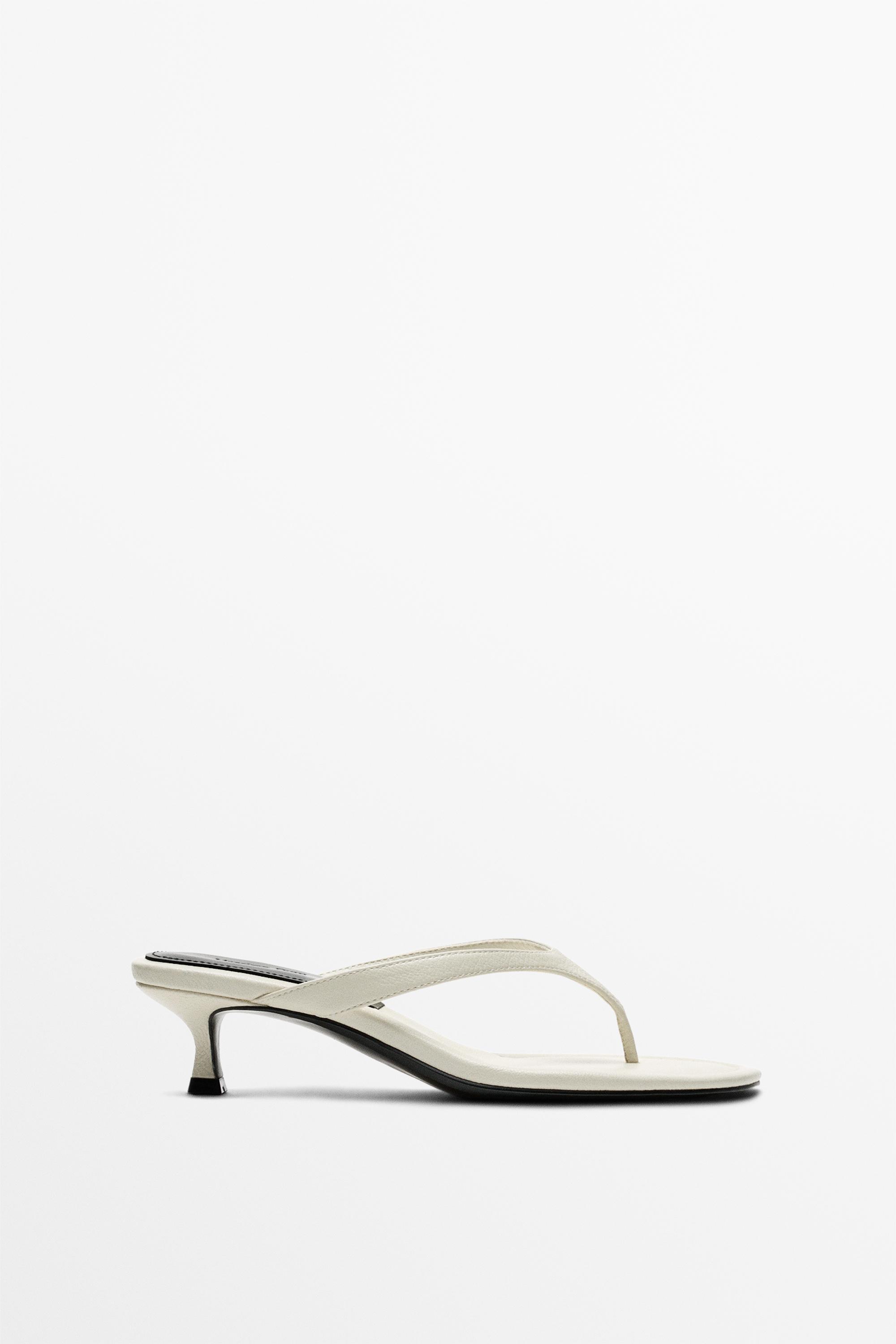 Leather heeled sandals — White