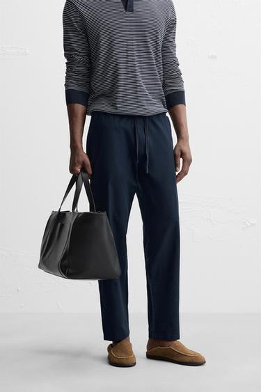 PANTALONS RELAXED FIT DE COTÓ I LLI - Blau de Zara