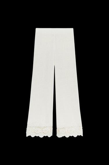PANTALÓN COMBINADO GUIPUR - Crudo de Zara