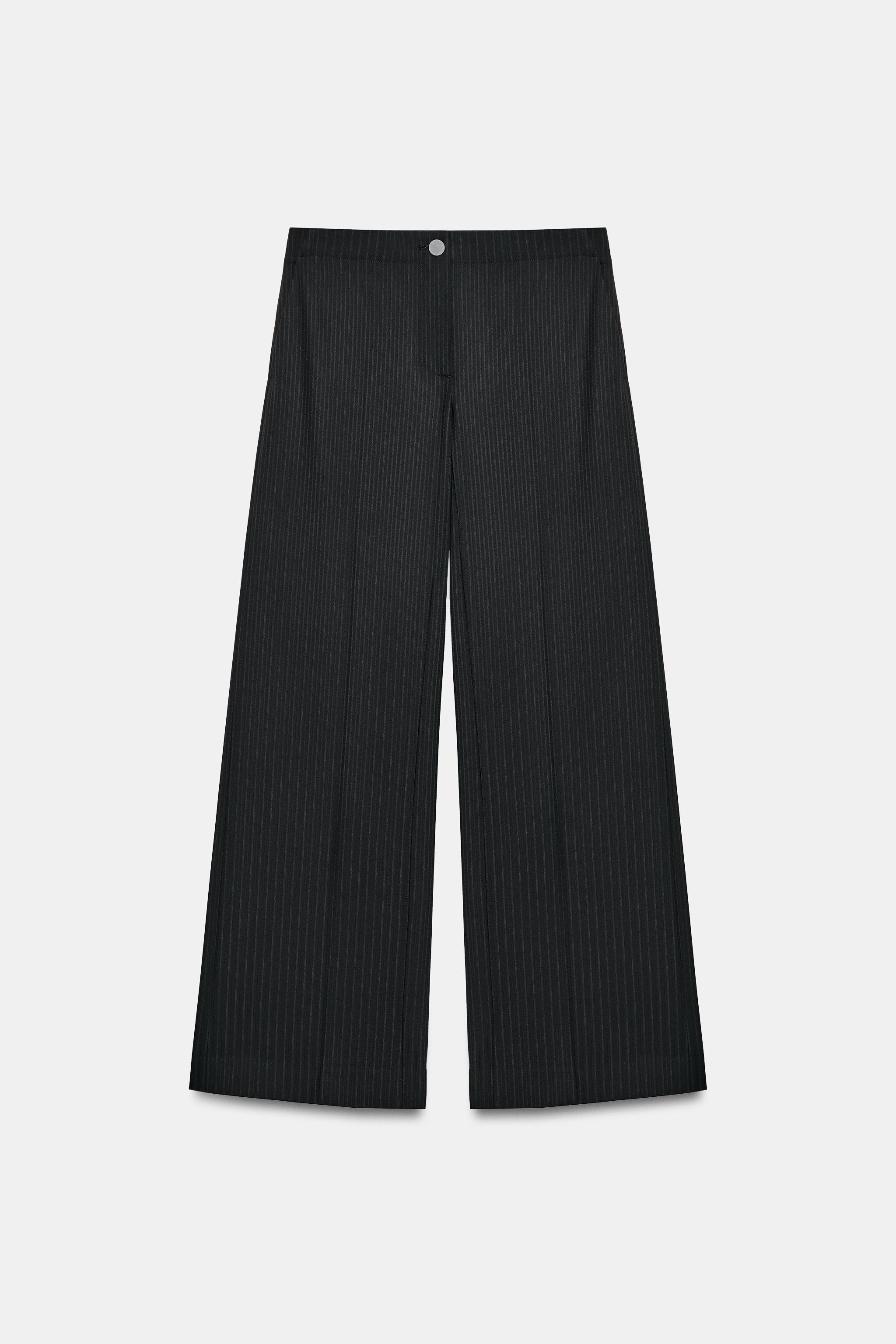 Zara ÇİZGİLİ GENİŞ PAÇA ZW COLLECTION PANTOLON görsel 7