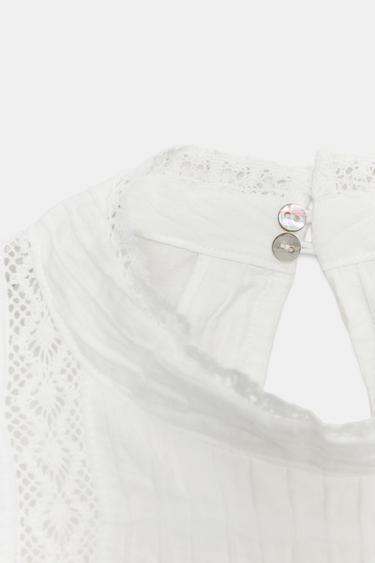 LACE TRIM BALLOON SLEEVE SHIRT - White by Zara - Image 7