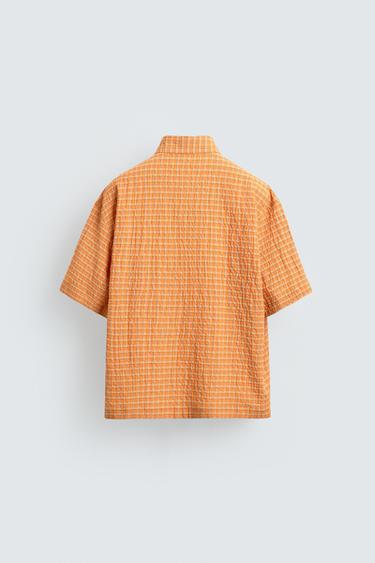 RELAXED FIT TEXTURED CHECK SHIRT - Oranges by Zara - Image 7