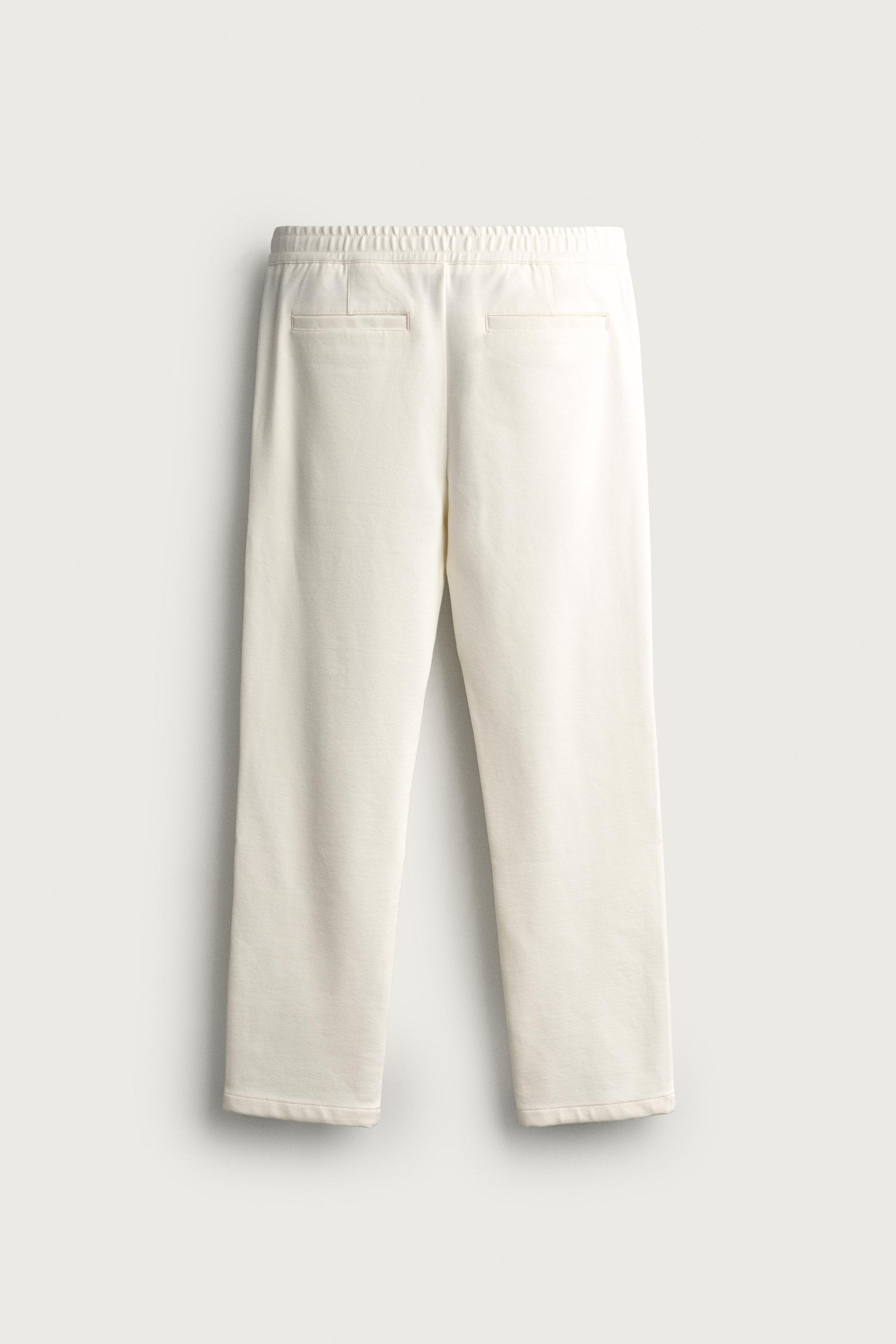 COMFORT REGULAR FIT TROUSERS — Oyster-white