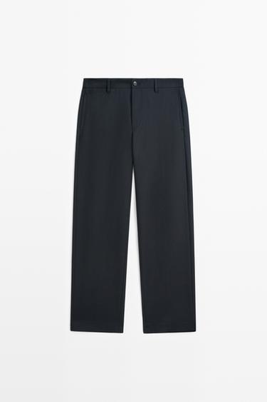 Zara 100% cotton pants with elasticated waistband - Navy blue - Image 0