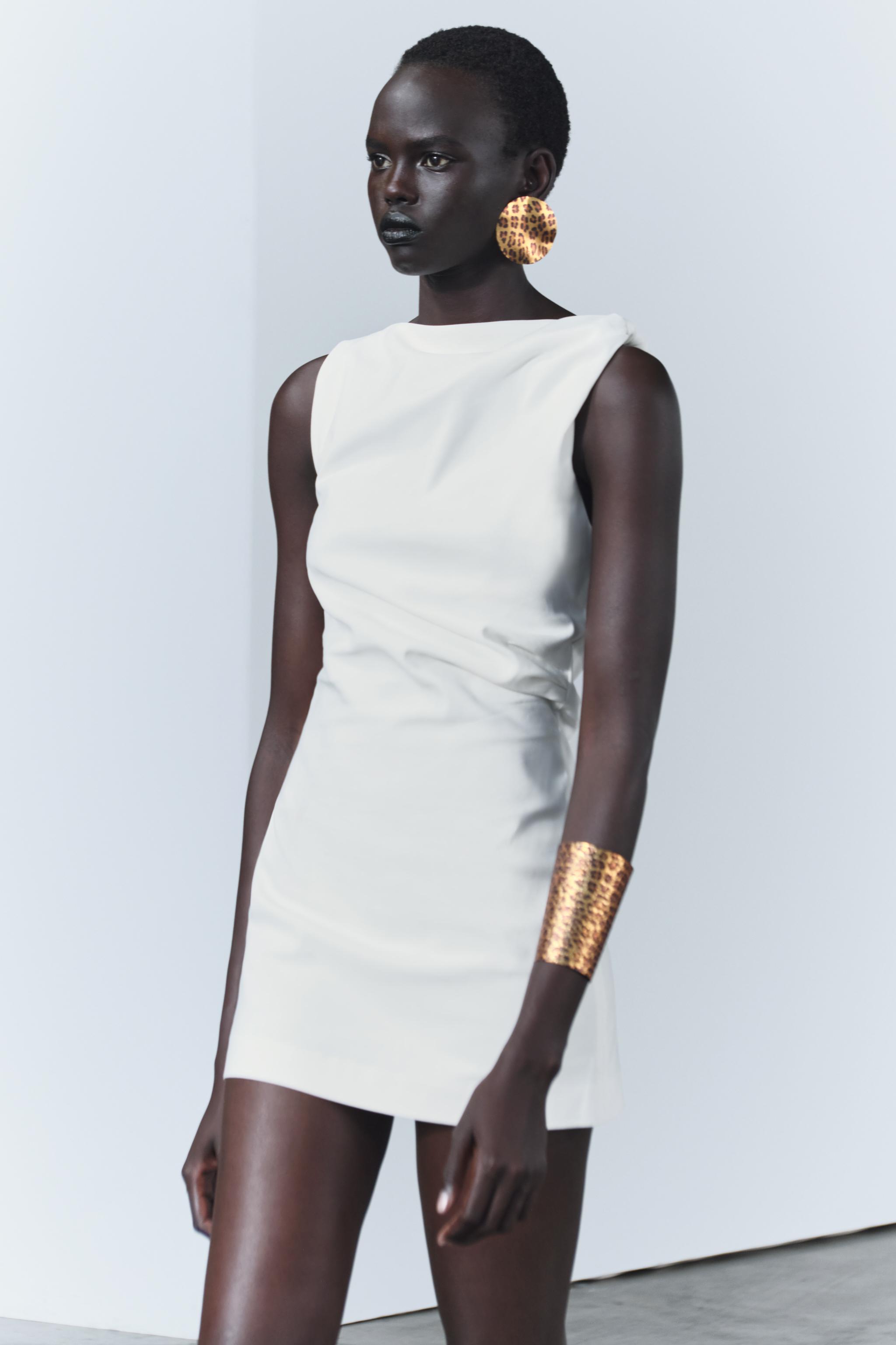 DRAPED MINI DRESS ZW COLLECTION - Ecru | ZARA United States