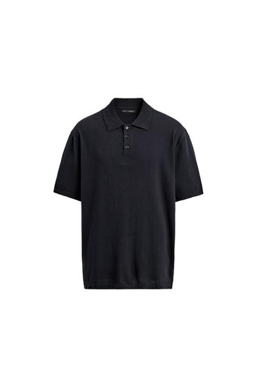 REGULAR FIT COTTON BLEND KNIT POLO SHIRT - Dark navy by Zara