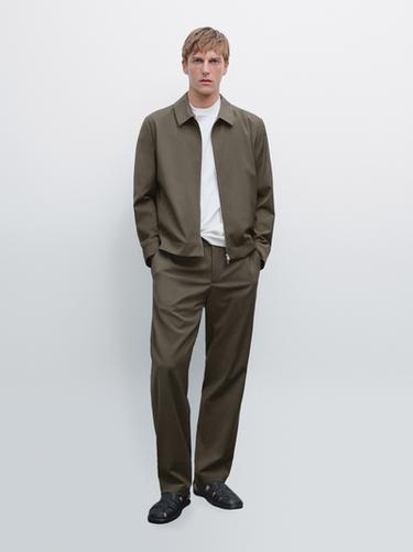 Zara Total look wool blend jacket - Dark khaki - Image 0
