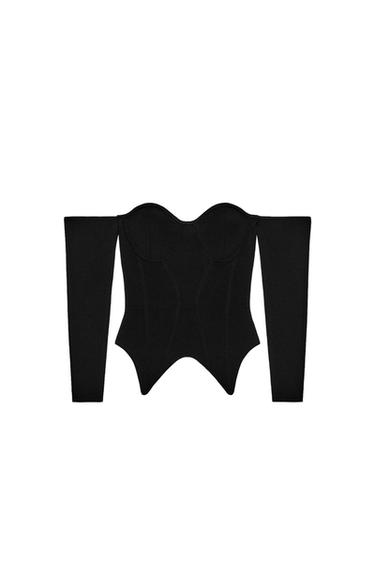 Zara PLETENI TOP KORZET STILA – Crna