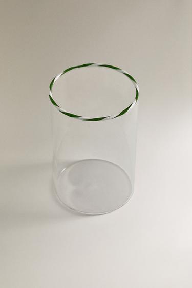 BOROSILICATE CHRISTMAS TUMBLER WITH CANDY CANE - Green by Zara - Image 1