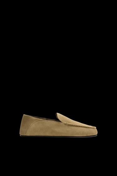 Zara LEATHER LOAFERS - Beige - Image 0