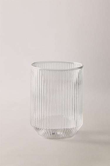 BOROSILICATE GLASS TUMBLER WITH RAISED LINES - Transparent by Zara